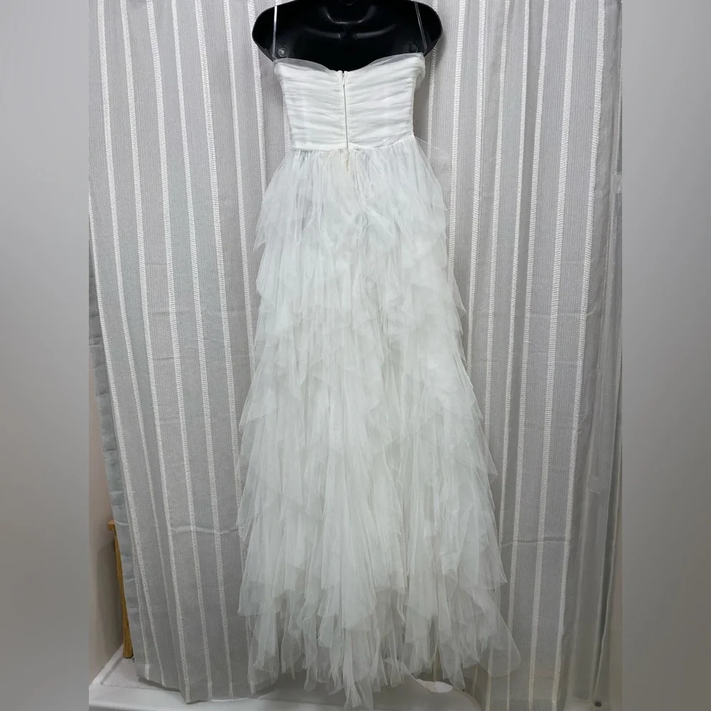NWT Elegant Boho White Strapless Wedding Prom‎ Gown Flowy Layered Tulle Size S - Picture 7 of 14